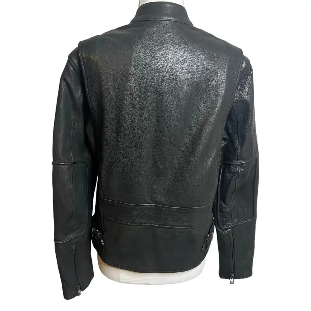 Belstaff Long Way Up Montana moto jacket Grain Leather black Sz 36